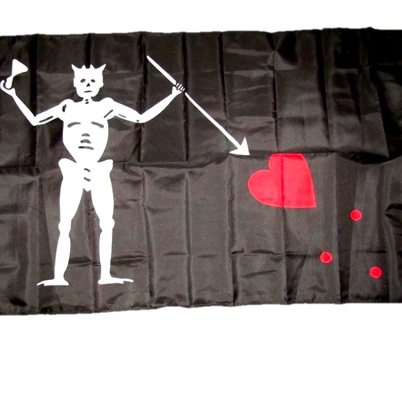 Jolly Roger Blackbeard Pirate Flag 3x5 ft Polyester Rough Tex w/ Grommets New - Picture 1 of 3